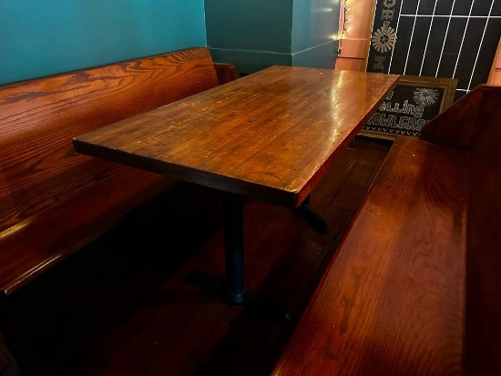 Restaurant Table, Double Pedestal Base, 58in x 29in
