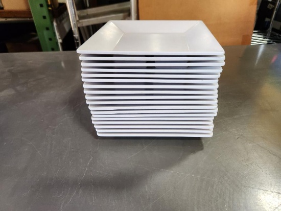 Lot of 18 - 8in Melemine Square White Plates