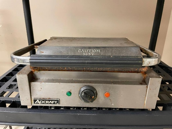 Adcraft Panini Grill Single-Flat Grill Model SG-811E/FB