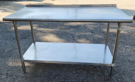 Stainless Steel Prep Table w/ Lower Shelf, 60in x 30in x 35in H w/ Backsplash