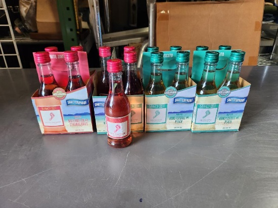12 Various Bottles, Barefoot Wines Watermelon/Strawberry, Honeysuckle & Peach, Small Bottles
