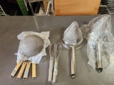 New Set of 8 NSF Kitchen Utensils, 6 Strainers (2 Types), 2 Whisks