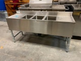 KROWNE Model 600B31014213 NSF Stainless Steel 3-Compartment Under-Counter Sink