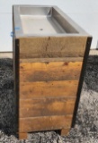 Wooded Display Ice Bath Drink Merchandiser Stand w/ Stainless Steel Top Trough 36in x 18in x 35in H