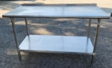 Stainless Steel Prep Table w/ Lower Shelf, 60in x 30in x 35in H w/ Backsplash