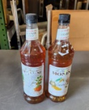 Lot of 2, Sealed 1 Liter Monin Caramel and Pumpkin Spice Premium Gourmet Syrup