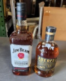 Lot of 2, Sealed Bottles, 1 Liter Jim Beam Bourbon Whiskey, .750ml Aberfeldy Single Malt Scotch 12yr