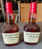 Lot of 2 Sealed 1 Liter Bottles, Makers Mark Whisky