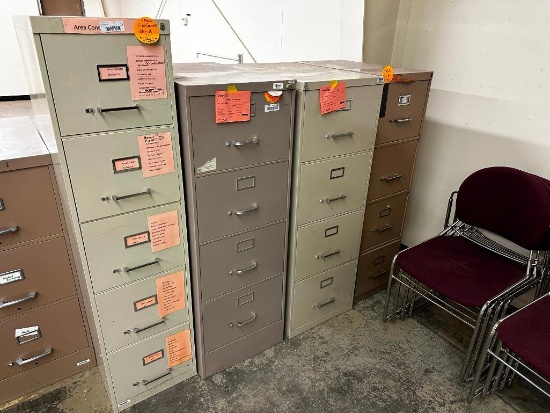 Lot of 4 File Cabinets - 2 Open, 2 Locked, No Keys