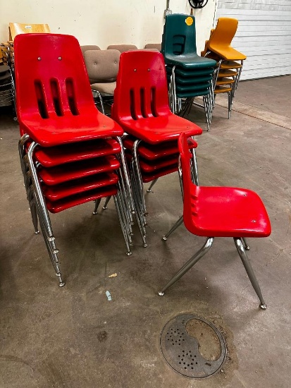 Lot of 9 Molded Plastic Stacking School Chairs