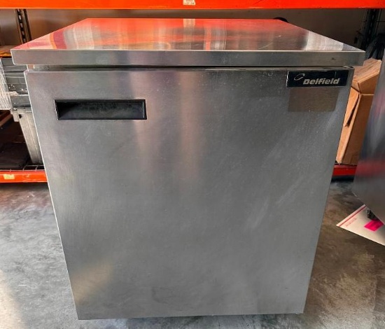 Delfield Single Door Worktop Refrigerator on Mobile Base, Works Good
