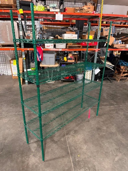 Green Epoxy Metal Shelving Unit, 4 Shelves, 74in H x 18in W x 60in W