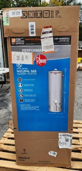 RHEEM Ultra Low Nox Natural Gas Water Heater, 50 Gallon, NIB