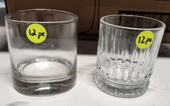 24 Rocks Glasses or Lowball Cocktail Glasses, 2 Styles, 12/ea
