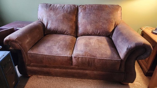 Broyhill Brown Leather Loveseat