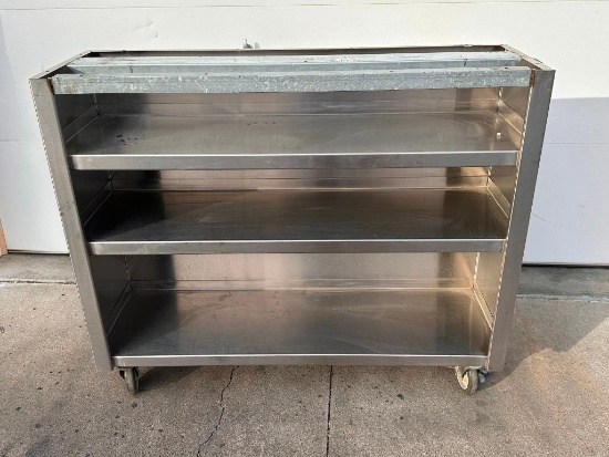 Commercial Stainless Steel Mobile NSF Prep Cabinet, 48in x 15in x 40in H, 3 Shelves
