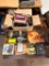 Table of Misc. Demo Derby Film Reel, Husker Clock, Panasonic NOS Shaving Blades, Speaker Control
