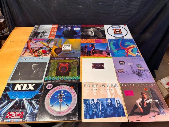 16 Vinyl LP 33RPM Records, KIX, Magic Slim, Foreigner, Elton John, Exile, Outfield, Others