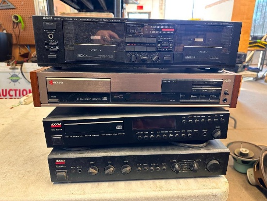 4 Stereo Components; Yamaha Cassette Deck, Kyocera CD Player, (2) Adcom Units, CD Player,