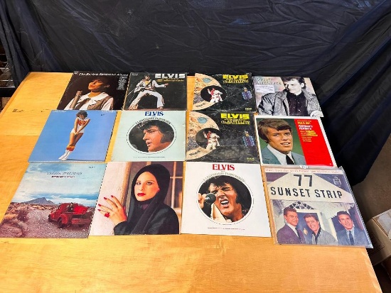 12 Vinyl 33rpm Records, Elvis, Barbara Streisand, Herman's Hermits