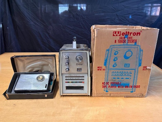 (2) Teltron Solid State 8 Track Stereo Model WFMT-103 w/ Orig. Box, RCA Victor Model 3RG-61G