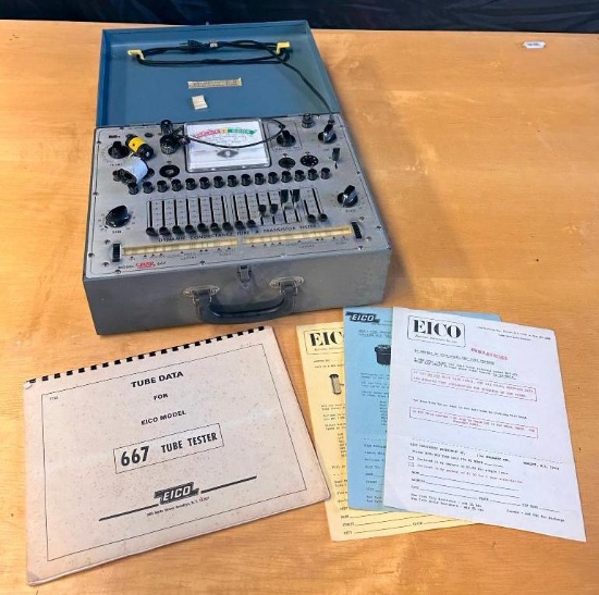 EICO Model 667 Tube Tester w/ Orig. Manual and Papers