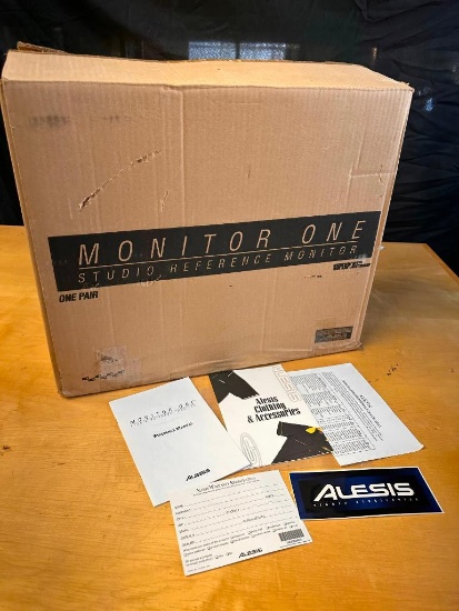 NOS NIB Alesis Monitor One Speakers w/ Orig. Box, Manuals, Papers & Sticker