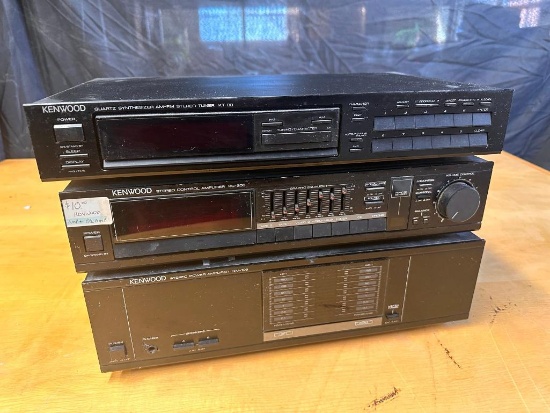 3 Kenwood Components; KT-88 AM/FM Stereo Tuner, KC-206 Amplifier, KM-106 Amp