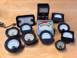 Group of 12 Vintage Electric and Stereo and Volt Meters