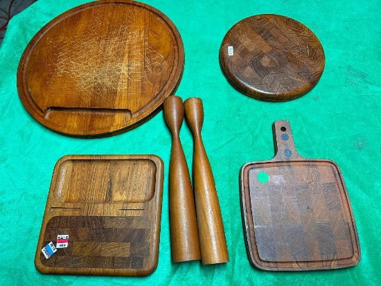 Vintage / MCM Scandinavian Teakwood Cutting Boards, Shakers, Denmark