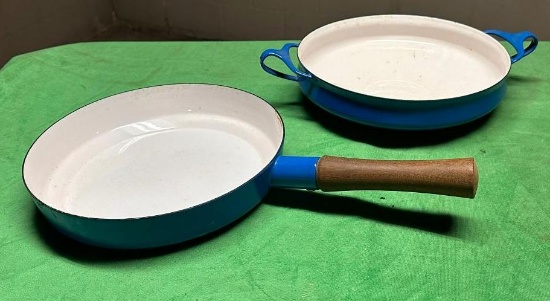 Pair of MCM Dansk Cookware, Enameled 10in Fry Pan Skillet , 10in Pan