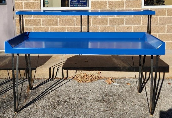 Regal Blue Folding Table w/ Upper Shelf 72in x 20in x 36in
