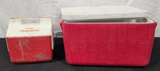 Lot of 2 Red Coolers - Coleman & Vintage Igloo