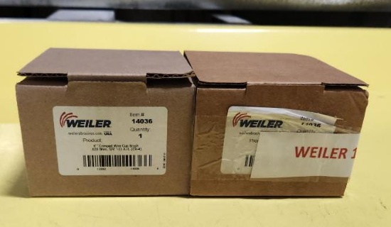 2 Count, New in Box Weiler 4in Crimped Wire Cup Brush .020 Wire, 5/8in Item No. 14036