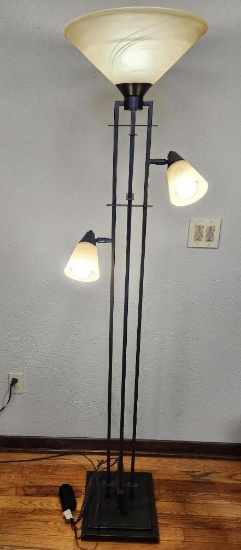 3-Way Floor Lamp w/ Metal Frame & Glass Shades