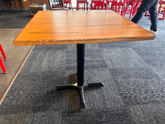 Restaurant Table, Solid Wood w/ Live Edge, Pedestal Base, 30in x 30in x 30in