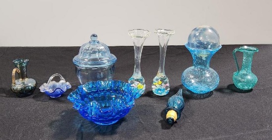 Assorted Art Glass Cracle and Possible Fenton