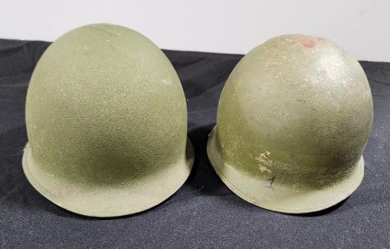 (2) US Army M1 Steel Helmets w/ Liner