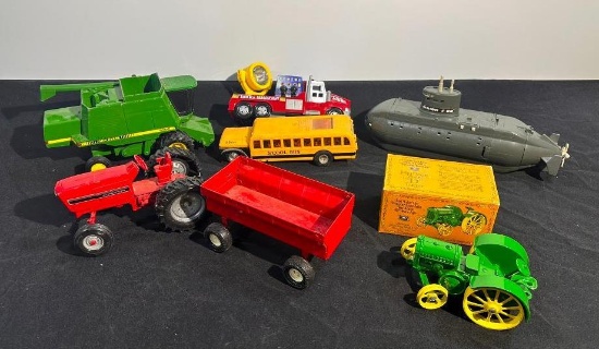 Farm Equipments, School Bus, Submarine & Firetruck Model Cars