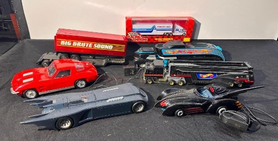 Group of Hot Wheels Trucks,Bat Mobile w/ controller etc