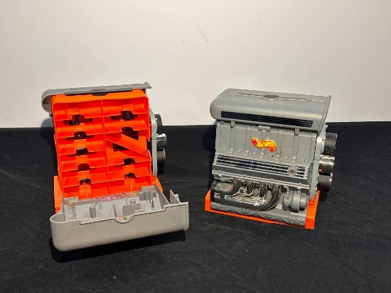 Lot of 2 Hot Wheels Sto-N-Go & Engine Carrying Case