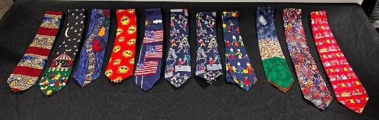 Lot of 11 Assosrted Illustration Neck Ties