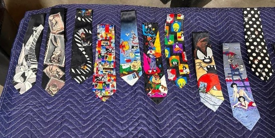 Lot of 10 Assorted Cartoon Character Neck Ties