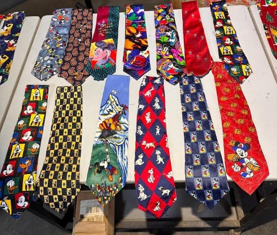 Lot of 13 Assorted Cartoon Character Neck Ties