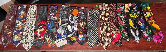 Lot of 15 Looney Tunes Character Neck Ties