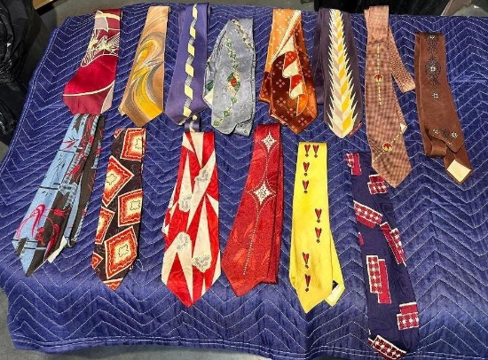 Lot of 14 Assorted Design Neck Ties - Some Silk