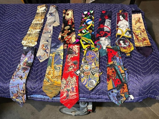 Lot of 12 Assorted Illustration Neck Ties