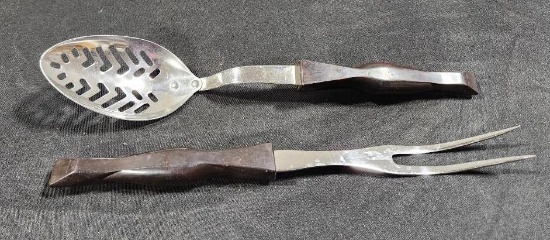 Lot of 2 Vintage Cutco Slotted Serving Spoon & Meat Fork