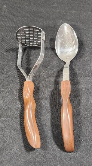 Lot of 2 Vintage Cutco 12 & 14 Serving Spoon & Potato Masher