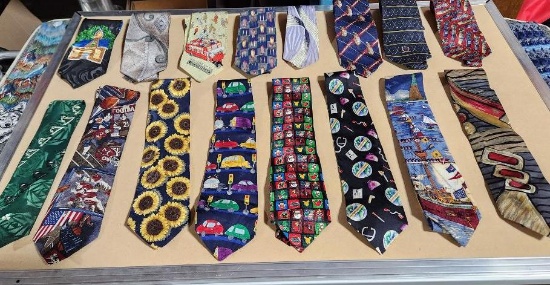 Lot of 16 Assorted Illustration Neck Ties